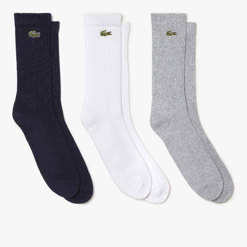 Lacoste Sport Hochgeschnittene Socken Grau Weiß Blau 3 Paar