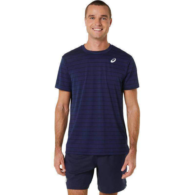 Asics Court Stripe Marineblau-Schwarz T-Shirt