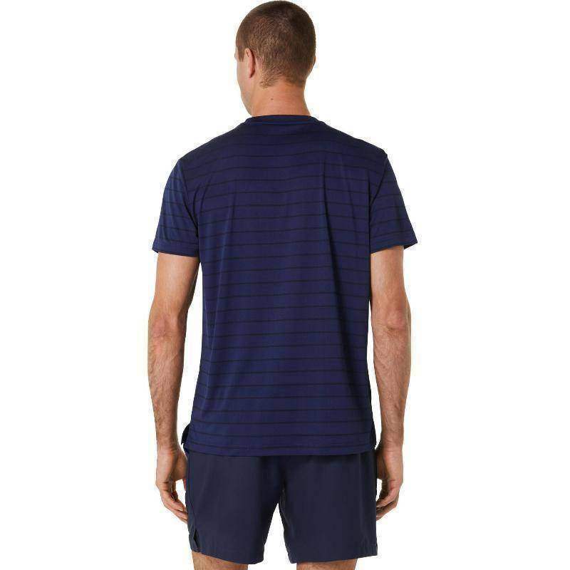 Asics Court Stripe Marineblau-Schwarz T-Shirt