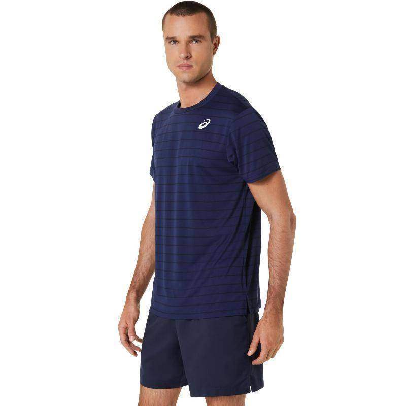 Asics Court Stripe Marineblau-Schwarz T-Shirt