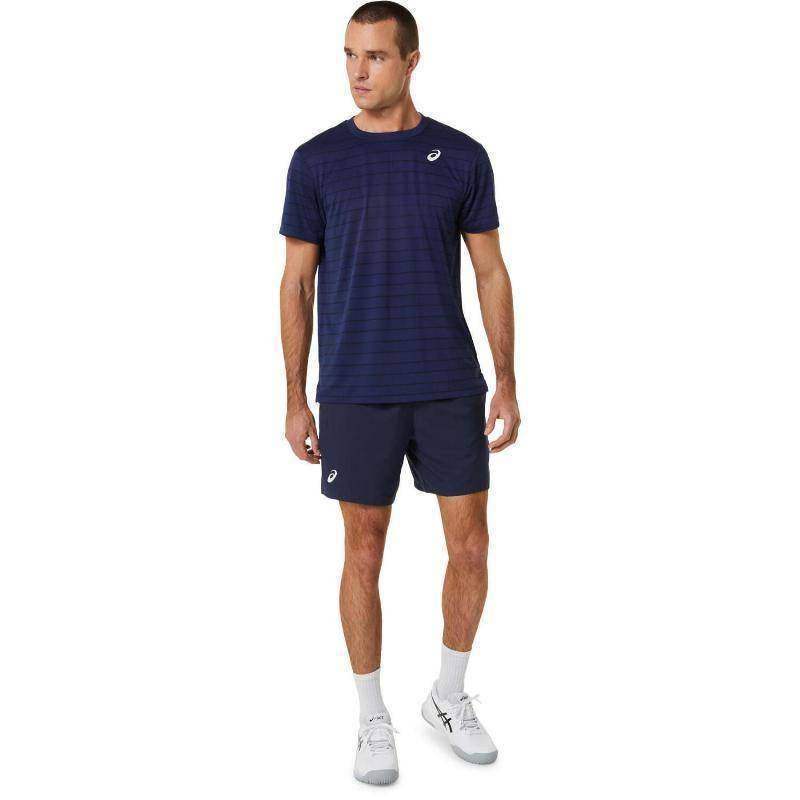 Asics Court Stripe Marineblau-Schwarz T-Shirt