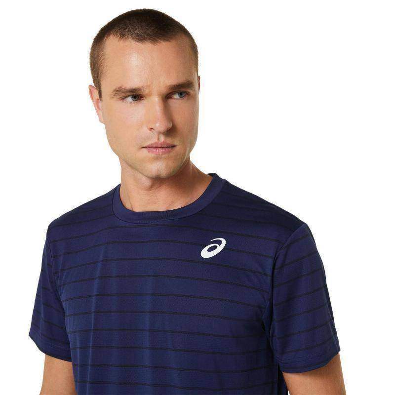 Asics Court Stripe Marineblau-Schwarz T-Shirt