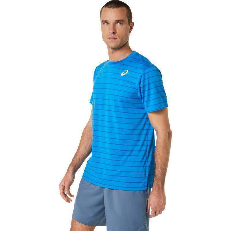 Asics Court Stripes SS T-Shirt Blau