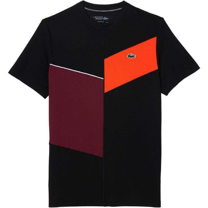 Lacoste Sport Regular Fit T-Shirt ohne Nähte Schwarz Orange