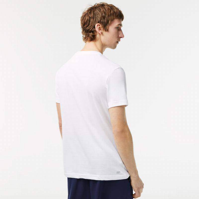 Lacoste Sport Atmungsaktives T-Shirt Weiß Blau