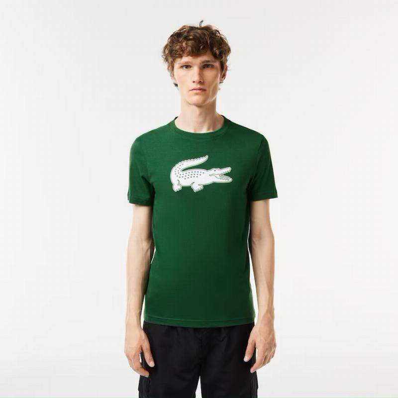 Lacoste Sport Atmungsaktives T-Shirt Grün Weiß