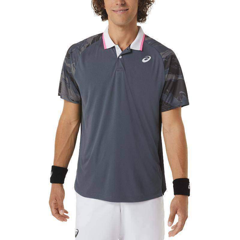 Asics Court Graphic Polo Grau