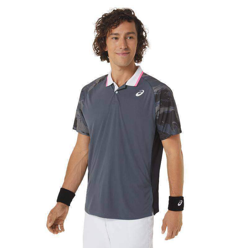 Asics Court Graphic Polo Grau