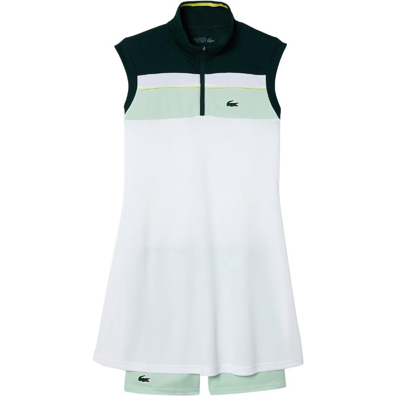 Lacoste Sport Recyceltes Kleid Weiß Grün