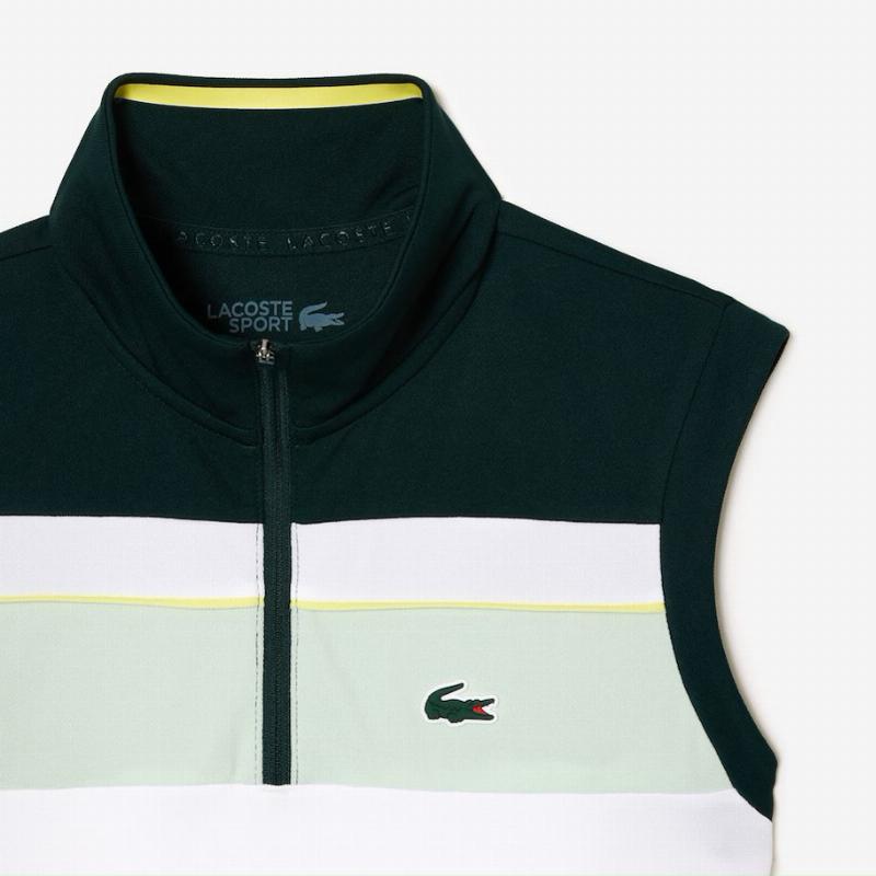 Lacoste Sport Recyceltes Kleid Weiß Grün