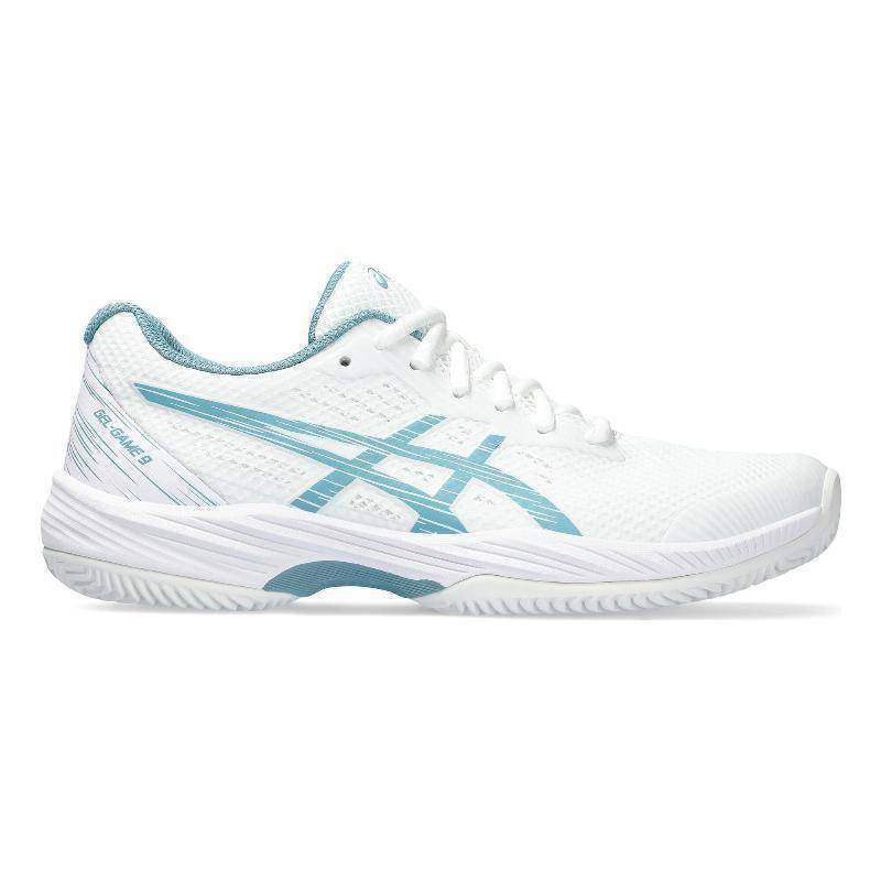 Asics Gel Game 9 Clay Damen Tennisschuhe Weiß Grau Blau