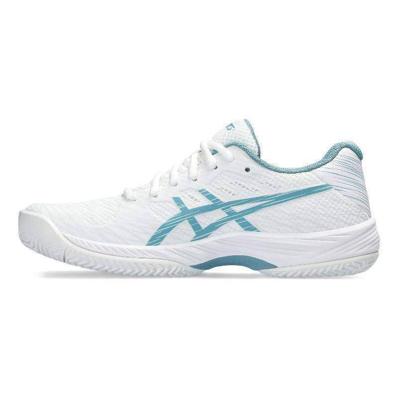 Asics Gel Game 9 Clay Damen Tennisschuhe Weiß Grau Blau