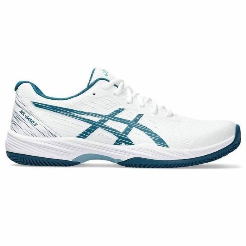 Asics Gel Game 9 Clay Tennisschuhe Weiß Grün Blau