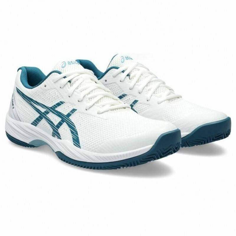 Asics Gel Game 9 Clay Tennisschuhe Weiß Grün Blau