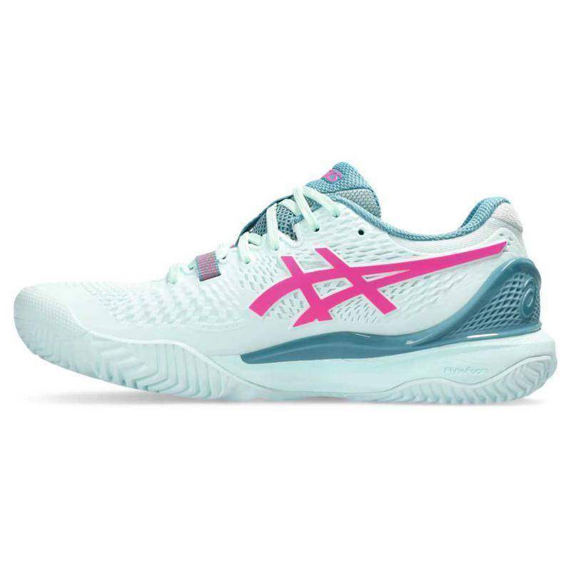 Asics Gel Resolution 9 Clay Damen Tennisschuhe in Minze Rosa Neonfarben