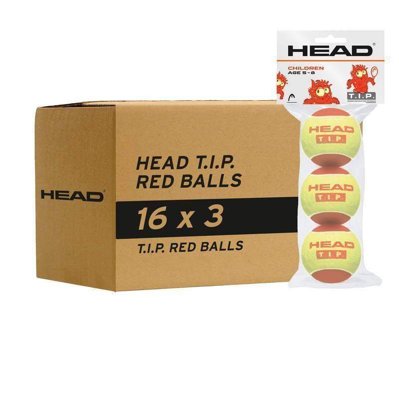 Kiste mit 48 Bällen - 16 Packungen à 3 Stück - Head T.I.P. Rot