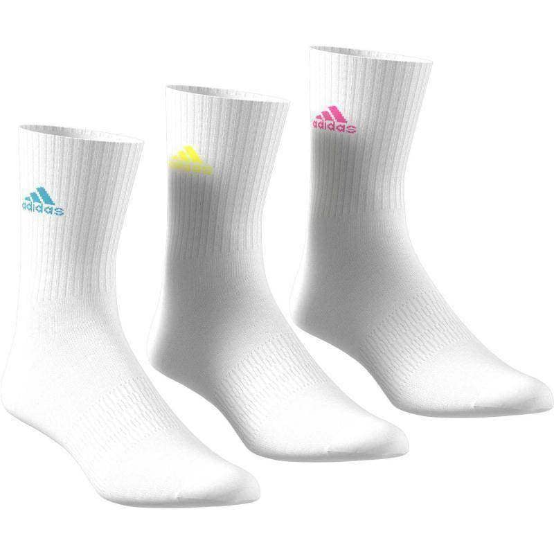 Adidas Cushioned Klassische Socken Weiß Logo Farben 3 Paar