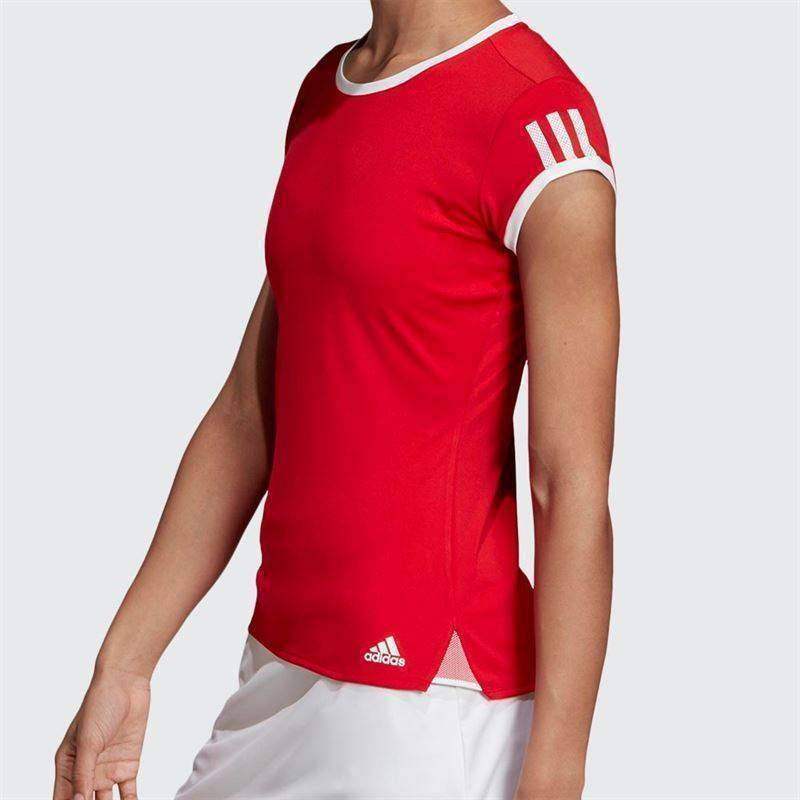 Adidas Club 3-Streifen Damen T-Shirt Rot