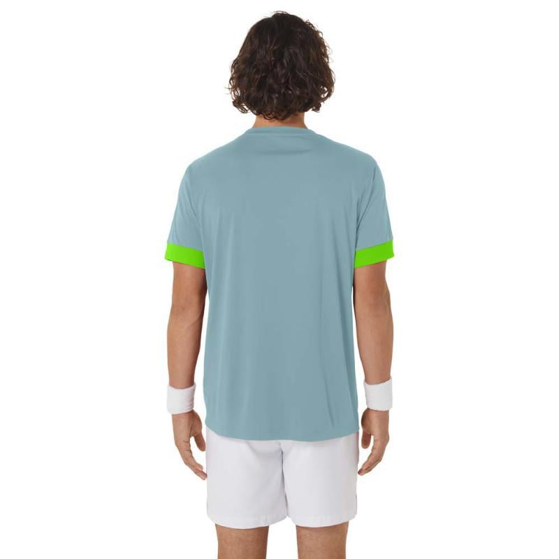 Asics Court T-Shirt Blau Elektrisch-Limette