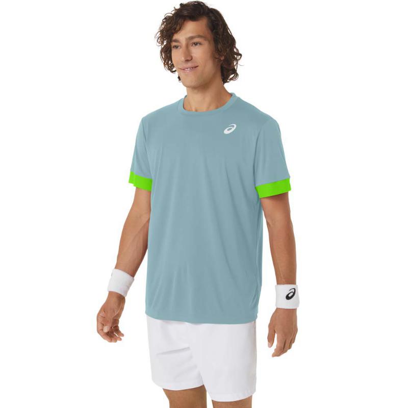 Asics Court T-Shirt Blau Elektrisch-Limette