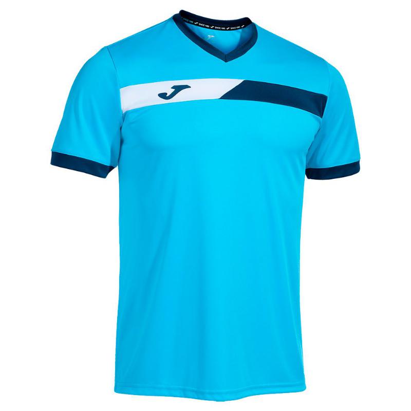 Joma Court T-Shirt Türkis Fluor Marine Weiß