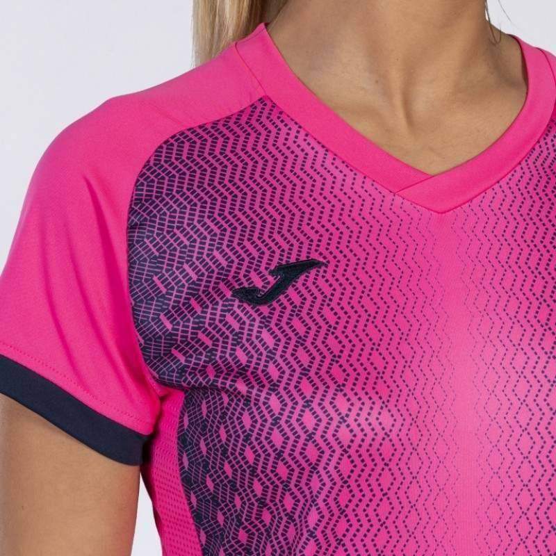 Joma Supernova T-Shirt in Neonrosa und Marineblau für Damen