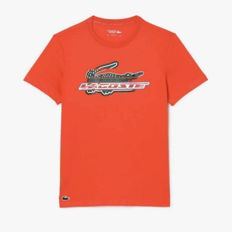 Lacoste Sport T-Shirt aus ökologischer Baumwolle in Orange