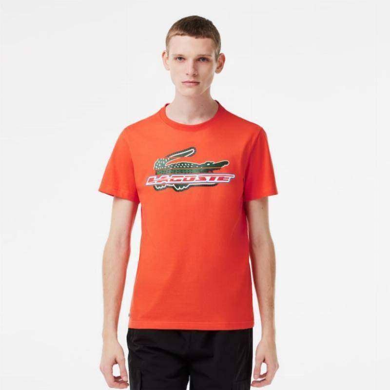 Lacoste Sport T-Shirt aus ökologischer Baumwolle in Orange