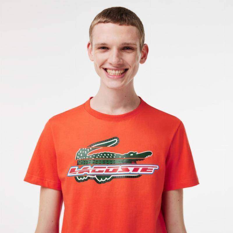 Lacoste Sport T-Shirt aus ökologischer Baumwolle in Orange