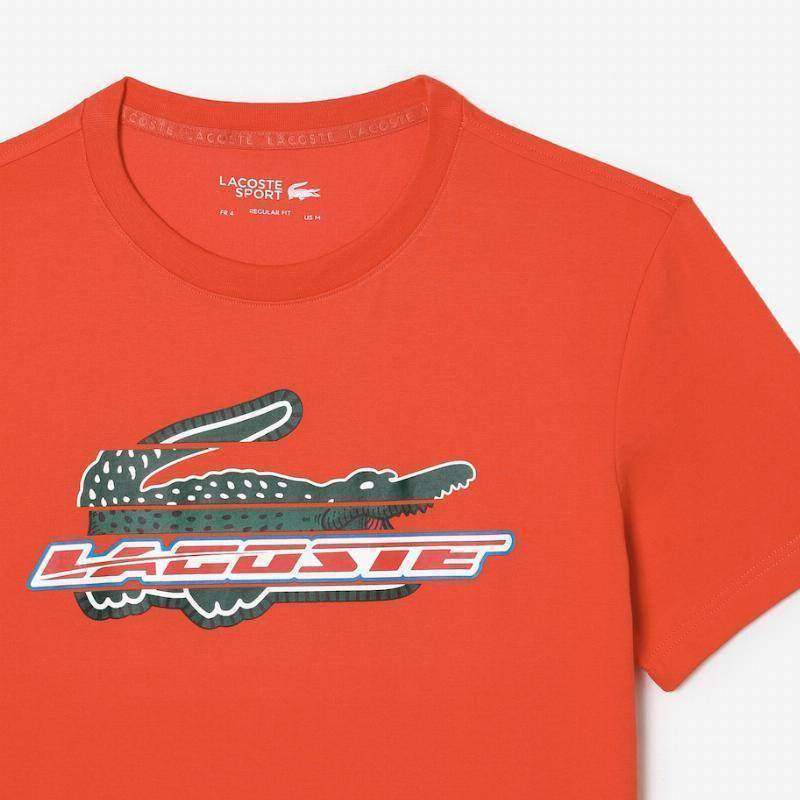 Lacoste Sport T-Shirt aus ökologischer Baumwolle in Orange