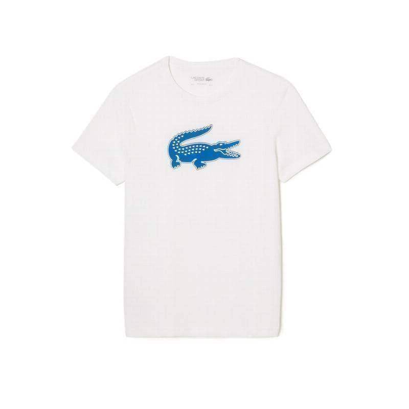 Lacoste Sport Atmungsaktives T-Shirt Weiß Blau