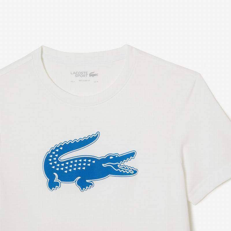 Lacoste Sport Atmungsaktives T-Shirt Weiß Blau