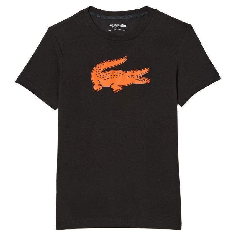 Lacoste Sport Atmungsaktives T-Shirt Schwarz Orange