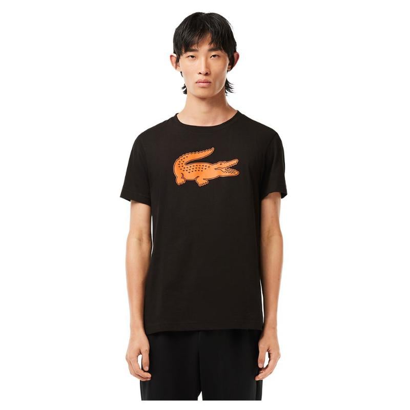 Lacoste Sport Atmungsaktives T-Shirt Schwarz Orange