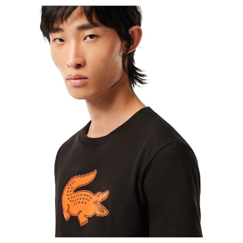 Lacoste Sport Atmungsaktives T-Shirt Schwarz Orange