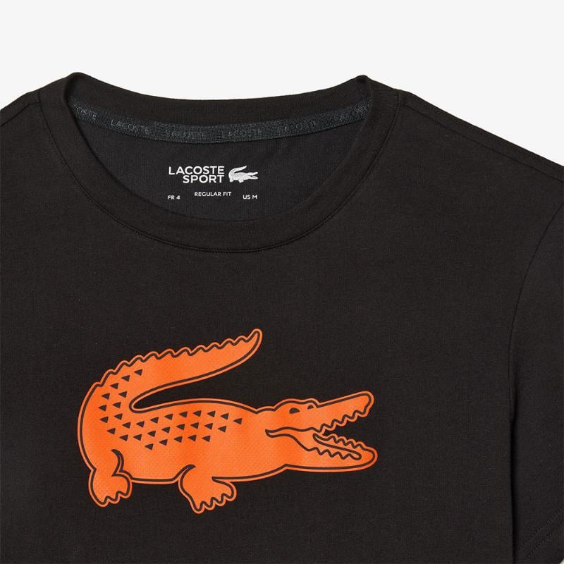 Lacoste Sport Atmungsaktives T-Shirt Schwarz Orange