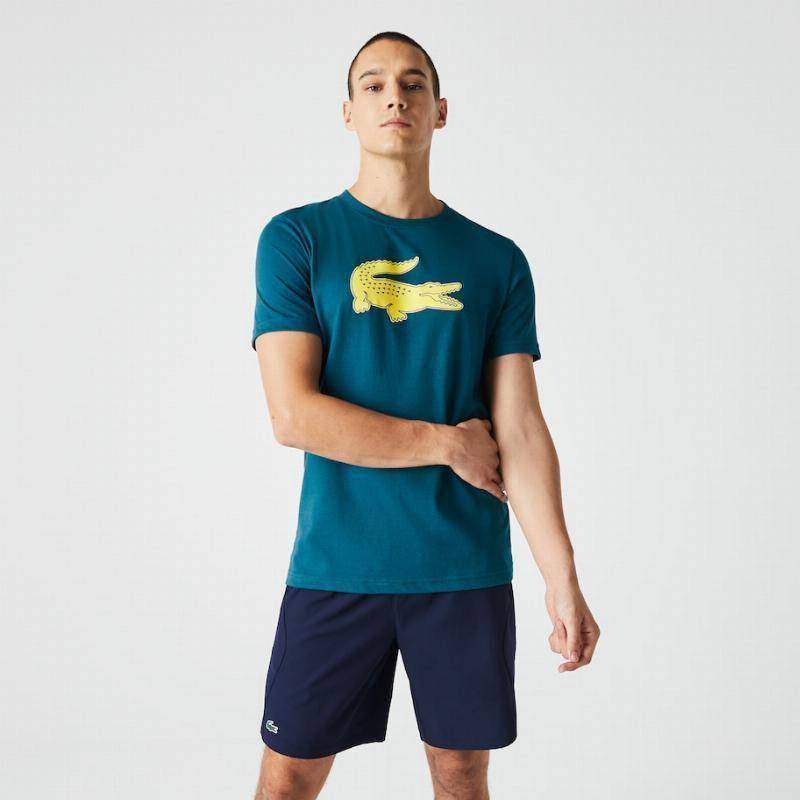 Lacoste Sport Atmungsaktives T-Shirt Grün Gelb