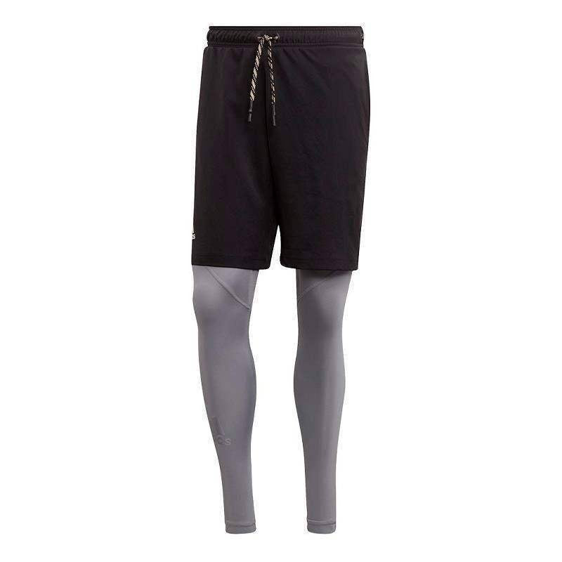 Leggings mit Shorts Adidas Q4 Three F17 Schwarz Grau