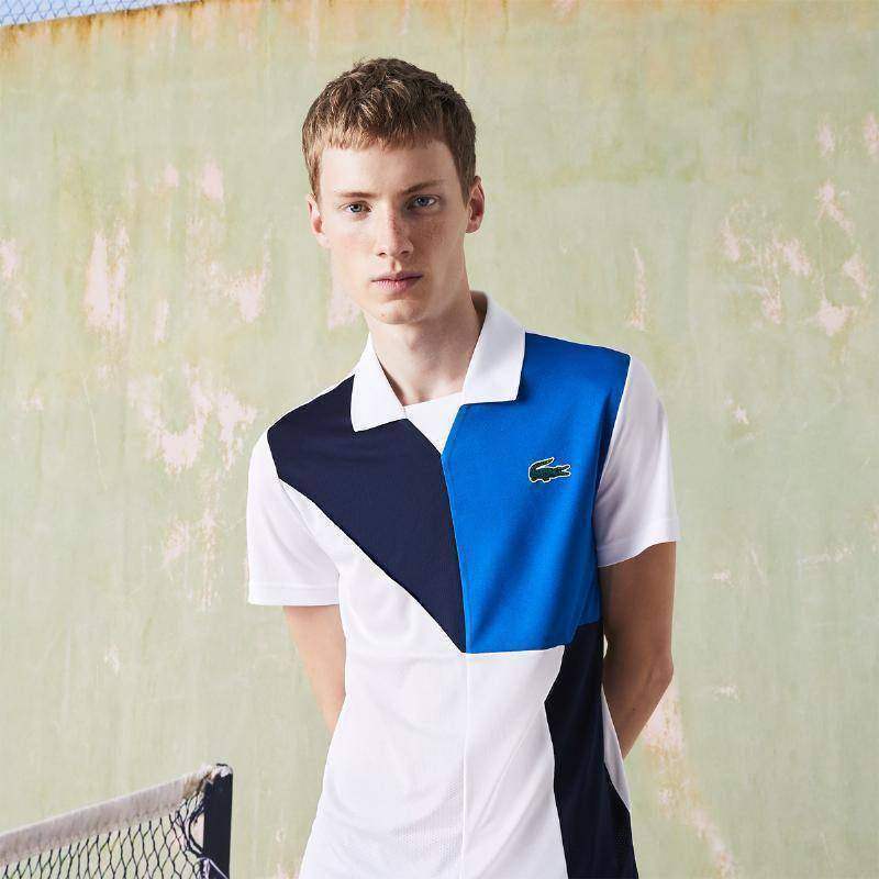 Polo Lacoste Sport Ultra Dry Weiß Marineblau