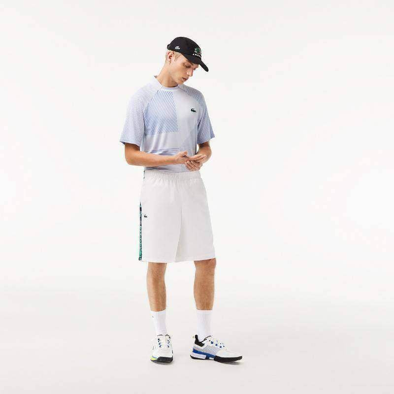 Lacoste Sport Shorts mit seitlichen Streifen Weiß Grün