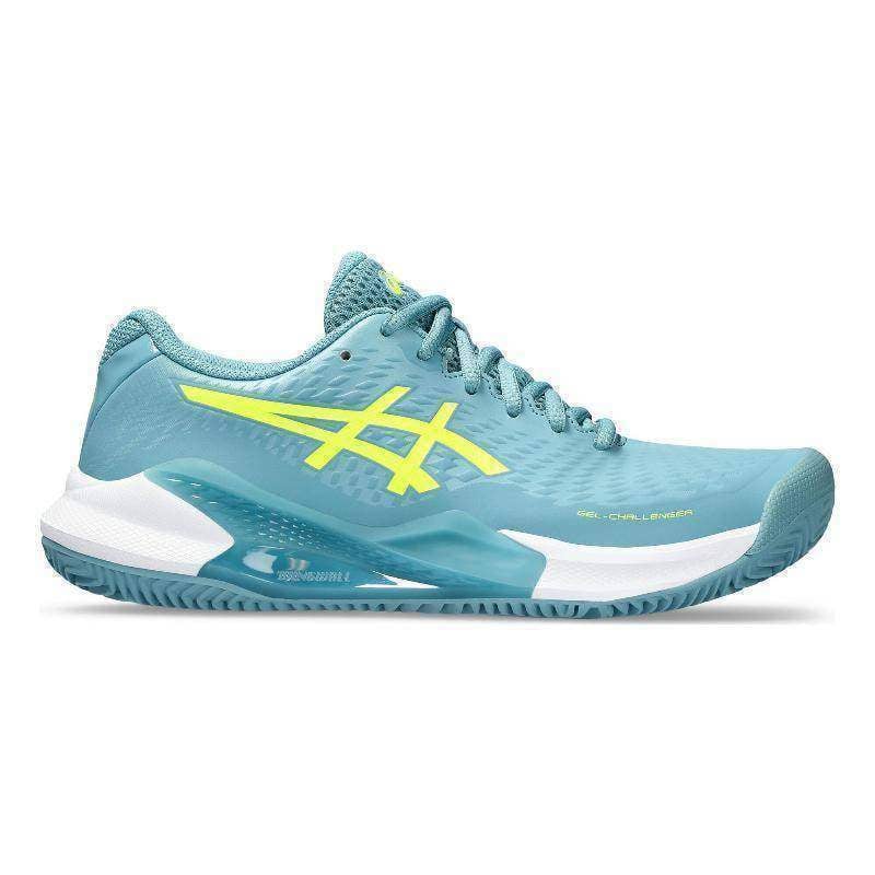 Asics Gel Challenger 14 Clay Damen Tennisschuhe Grau Blau Neon Gelb