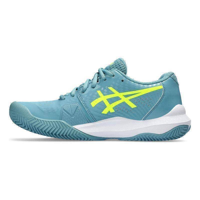 Asics Gel Challenger 14 Clay Damen Tennisschuhe Grau Blau Neon Gelb