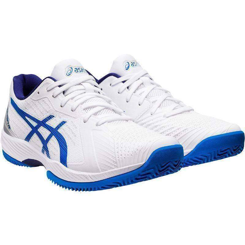 Asics Solution Swift FF Clay Tennisschuhe Weiß Elektrisch Blau